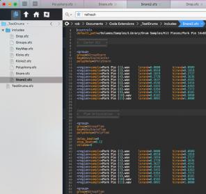 Screenshot: Example SFZ code highlighting